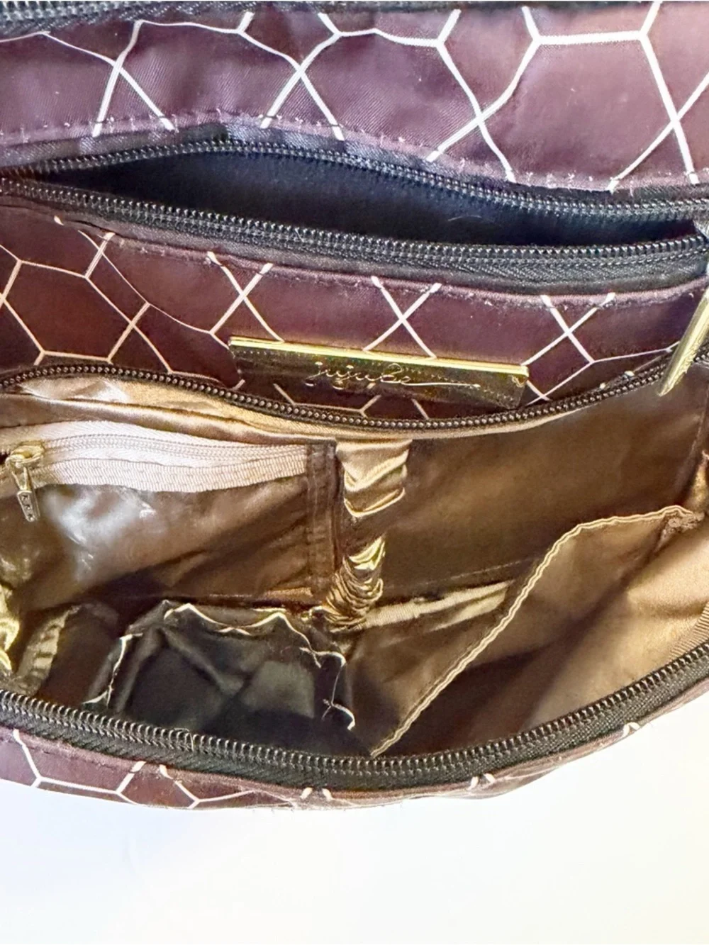 JuJuBe BFF Baby Diaper Bag Brown Geometric Design Tote Changing Mat Travel